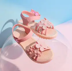 Fashion soft bottom girls sandals student children beach shoes 2021 summer new 4-12 little girl princess shoes