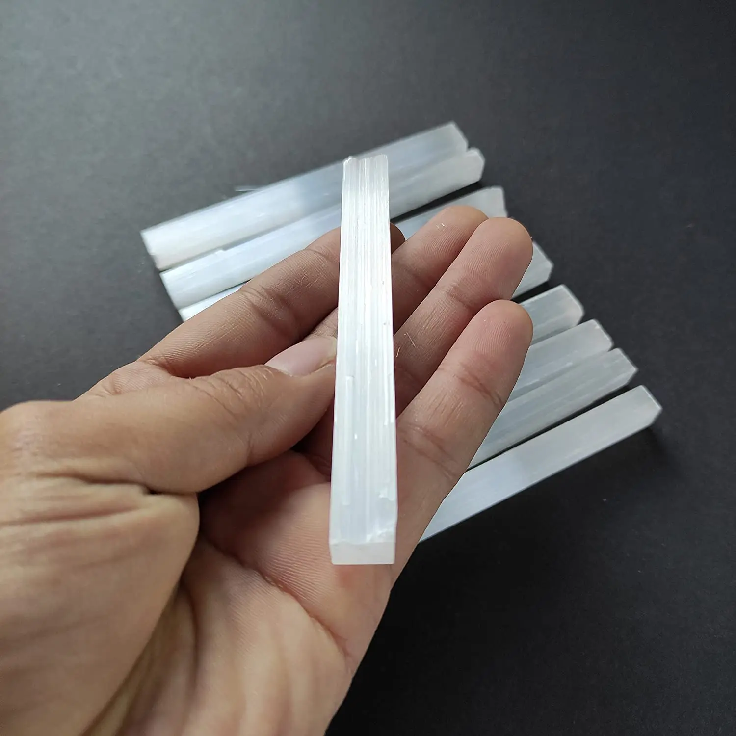 10pcs Natural Selenite Crystal Stick Wands Set Chips Gypsum White Quartz Rough Minerals Specimen Point Healing Stone