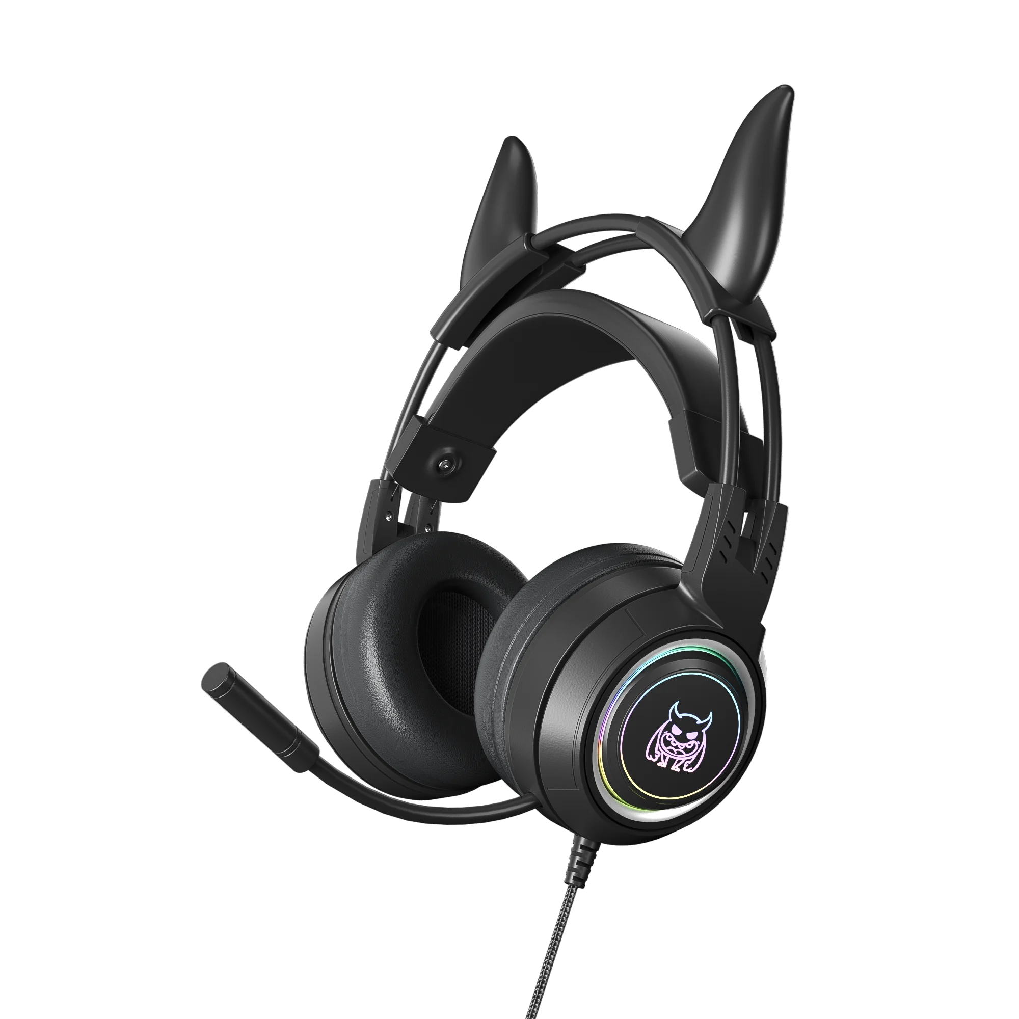 SY-G25 Wired Headphones PC Computer Gaming Earphones Detachable Cat Ear Luminous With Mic Noise USB 3.5mm Headsets