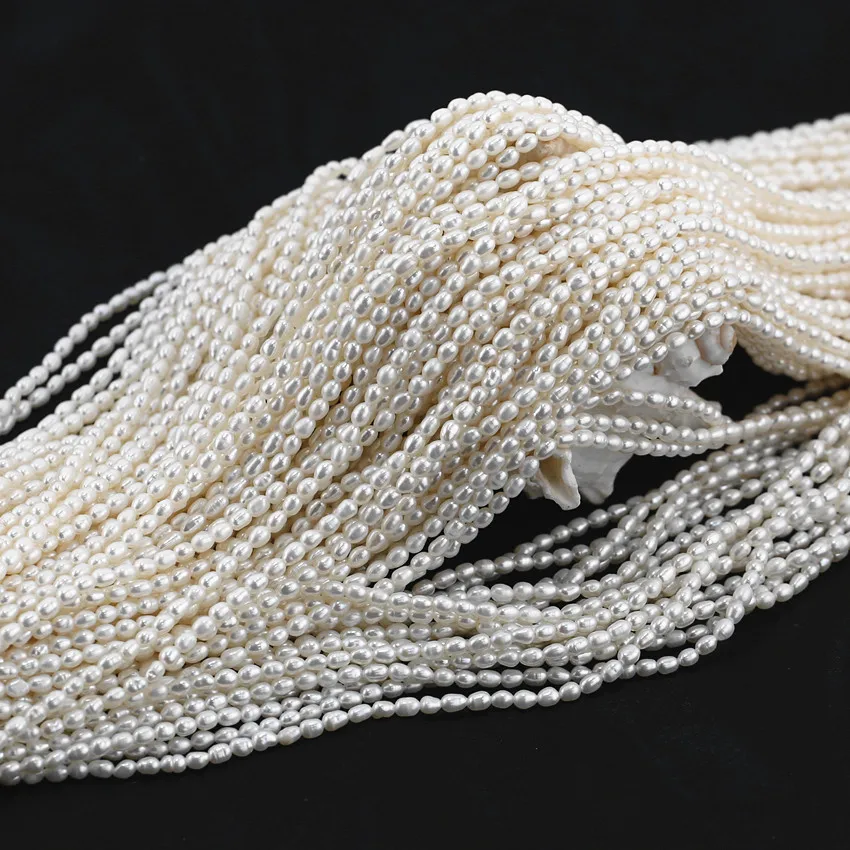 3-4mm AA grade tiny small size real genuine fresh water cultivated cultured freshwater rice seed pearls