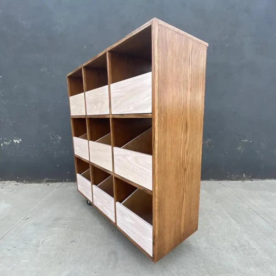 Custom Retro Wooden Record Player Table Vinyl Record Storage Cabinet for Living Room Bedroom