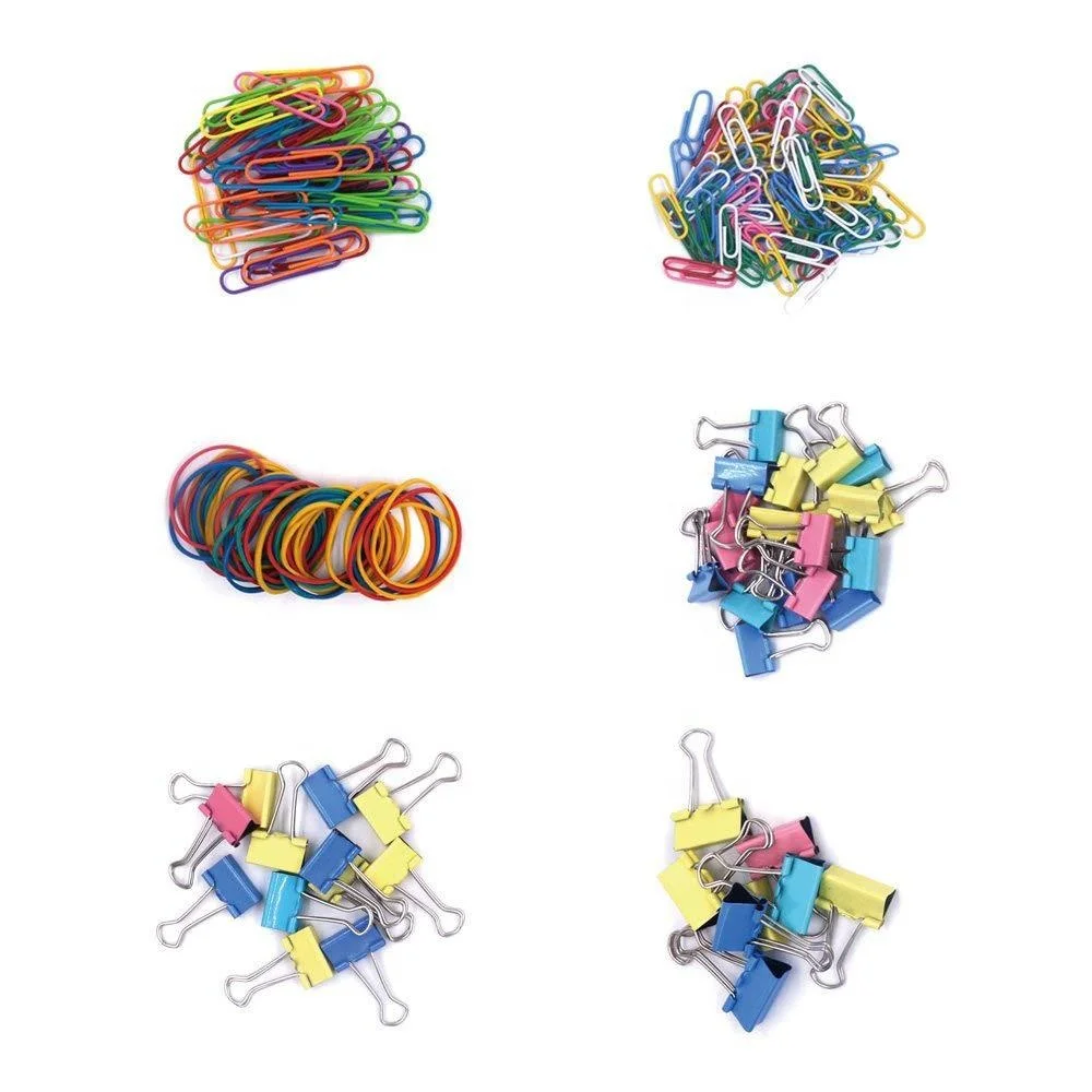hot selling  Assorted  color binder clips &paper clips office school stationery set
