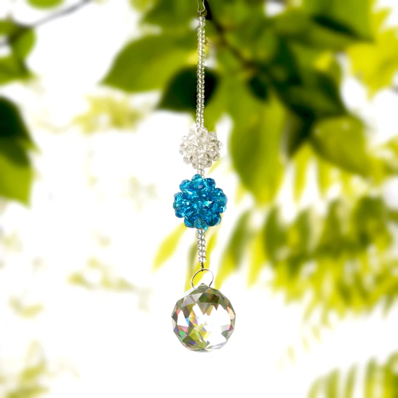 
2021 hot sale colorful crystal glass pendant chandelier daylight prism prism hanging decoration octagonal chakra home office 