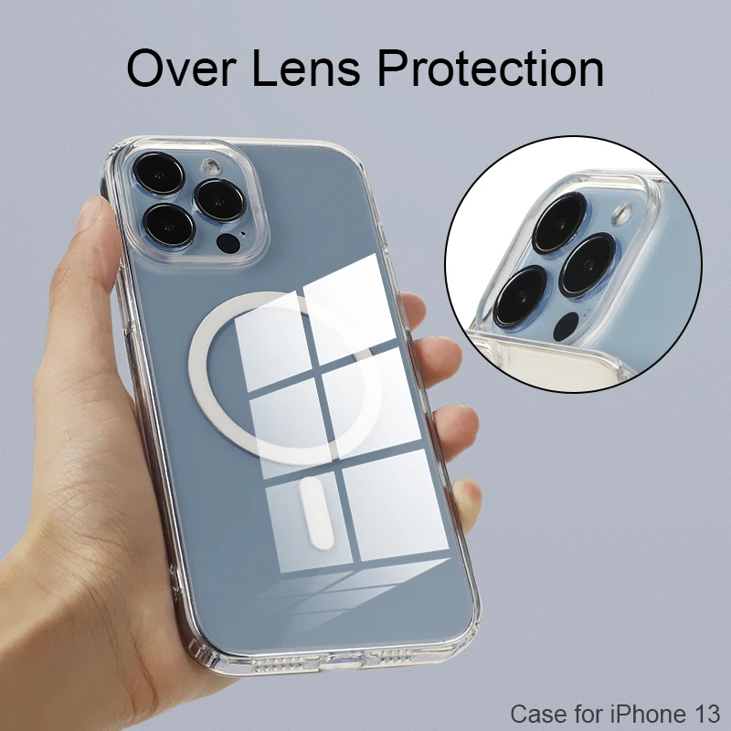 YuanQi Custom Design Anti Drop TPU Clear Mobile Cover Magnetism Shockproof Transparent Phone Case for iPhone 12 13 Pro Max mini