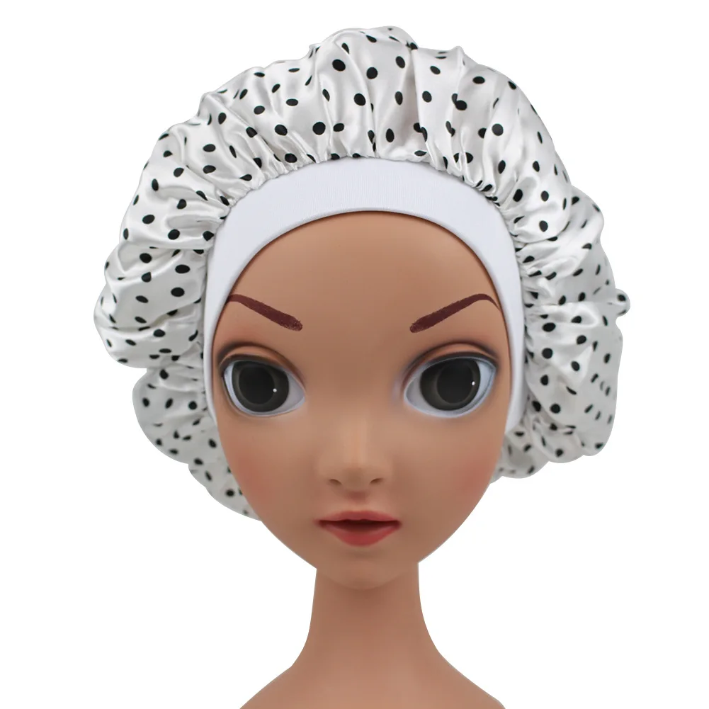 Quality Satin Printed  Hair Sleeping Bonnets Braid Kids Bonnets Kids child Satin Bonnets