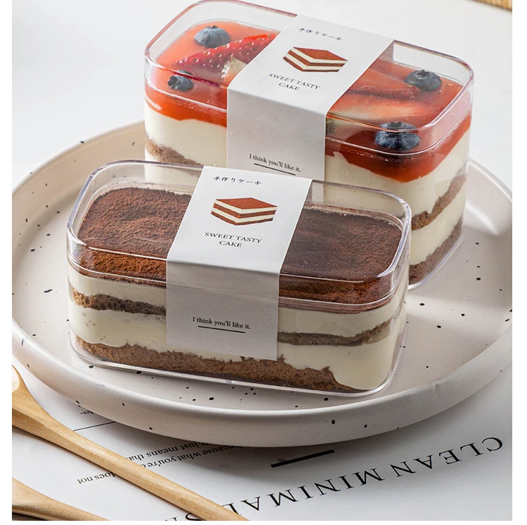 Hot sale disposable customized hard plastic container any color dessert cup plastic cake box