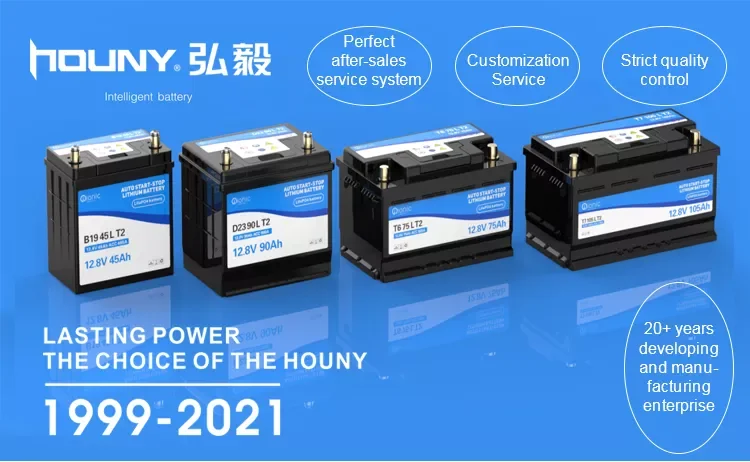 Houny 12v 45Ah 60Ah 75Ah 90Ah 105Ah 120Ah LiFePO4 автомобильный запуск батареи супер производительность литиевая
