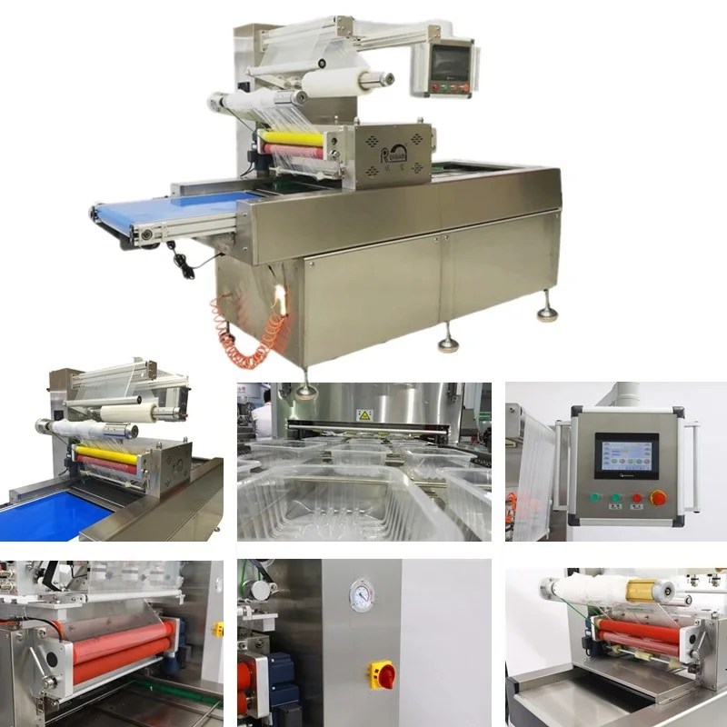 MAP 580 modified atmosphere packaging machine food tray sealing machine for chicken meat fish ready meal vegetables durian