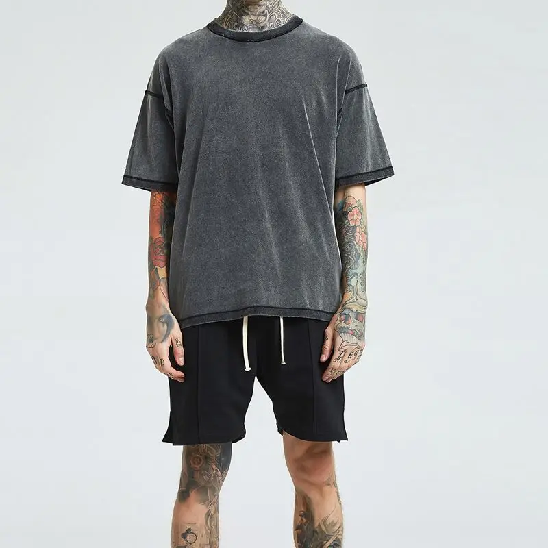 men stylish 2021 street wear Custom Men fashion design oversized plain vintage stone washed t shirts