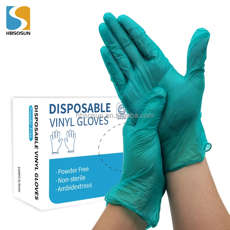 Wholesale Powder Free Manufacture Food Grade Service Good Quality Green Color PVC Vinyl Gloves