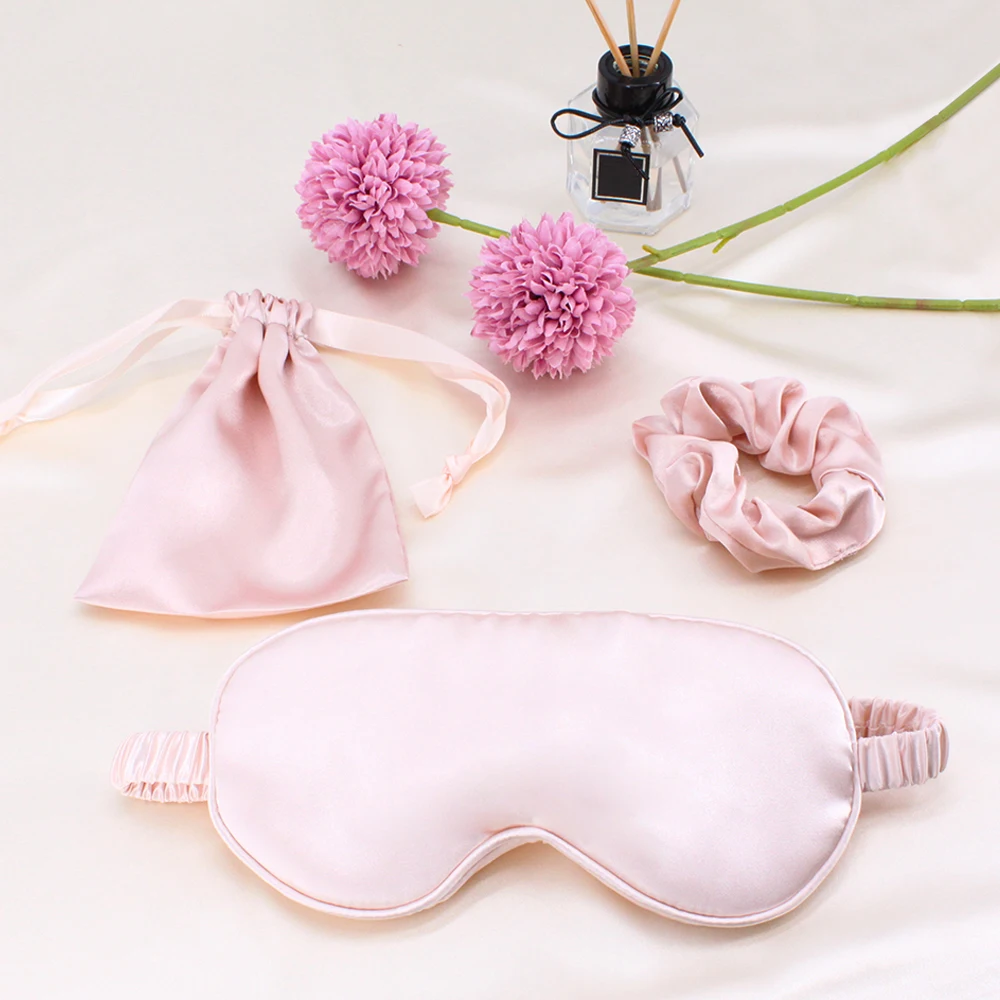 wholesale luxury travel colorful white printing adjustable reusable custom logo satin sleep silk eyemask