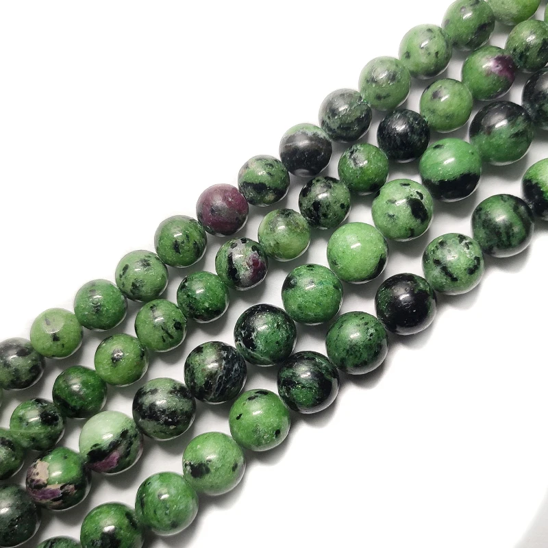 Натуральный Рубин Zoisite натуральный Gemstone4/ 6/8/10/12 мм Гладкие Свободные Круглые бусины зеленый в