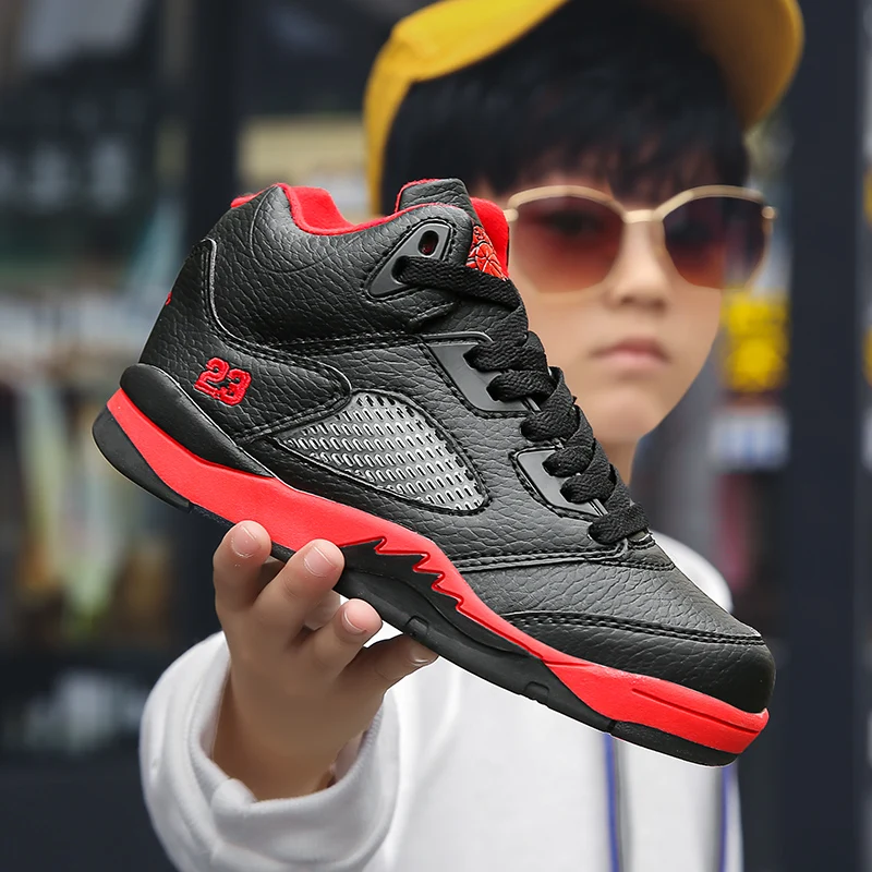 
Thick Sole Soft spring AUTUMN Kids Sneakers Boys Basketball Shoes Non-slip Leather Children Sport Shoes Outdoor Boys Basket Shoe 
