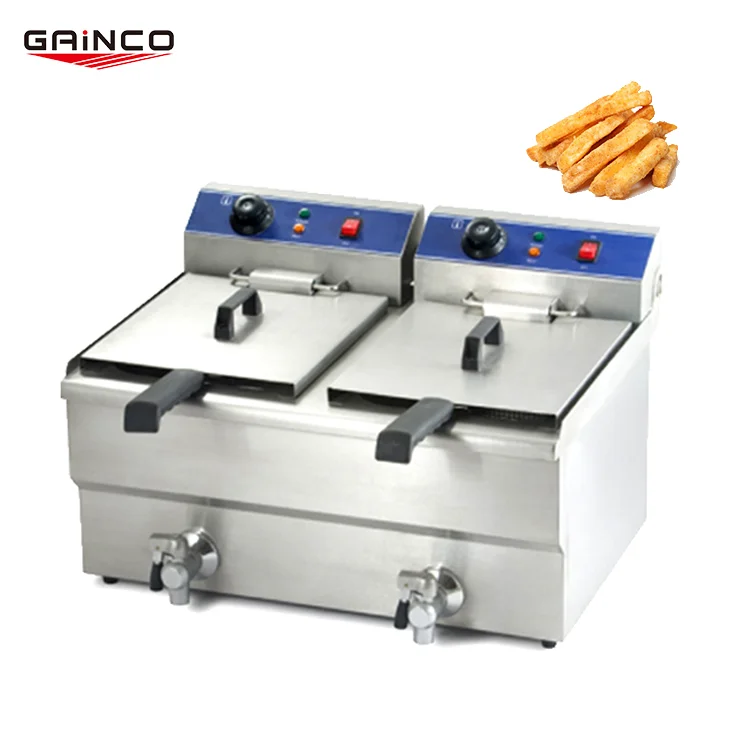 Professional Factory 2-Tank 2-Basket Stainless Steel Deep Fryer Electric Commercial Electric Fryer For Restaurant