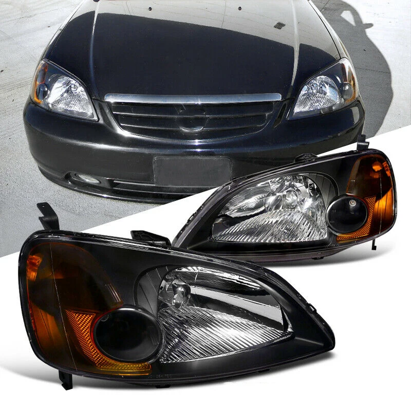 Автомобильная фара с черной рамкой для HONDA 2001-2003 CIVIC 33151S5AA01/33101S5AA01 HO2502116/HO2503116