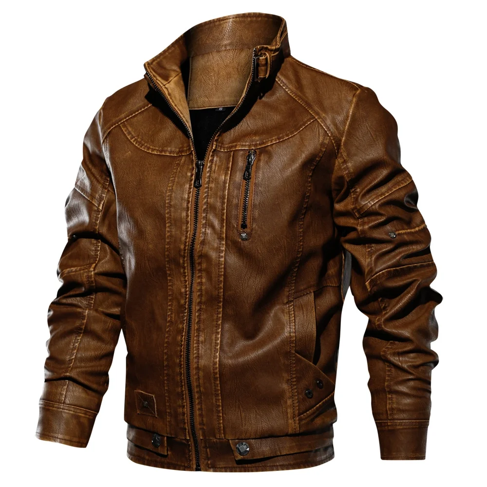 Asiapo China Factory Men Biker Motorcycle Street Classic Bomber PU Leather Jacket