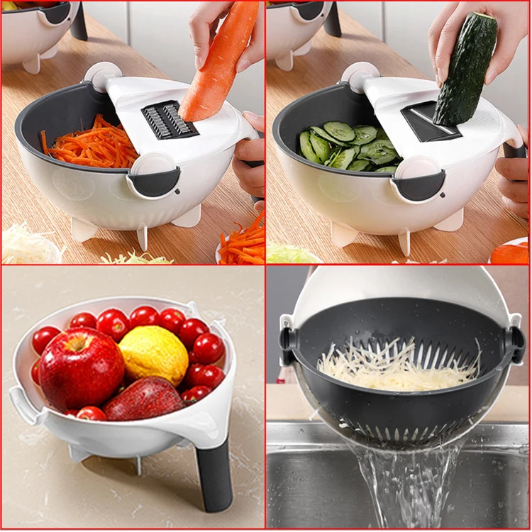 Multifunction Manual 9 In 1 Vegetable Slicer With Drain Basket Vegetable Chopper Portable Vegetable Fruits Cutter