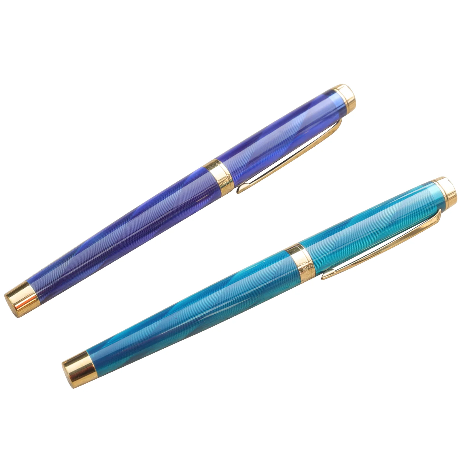 Customized High-end Dazzling Transparent Blue Roller Pen with 24k Gold Trim