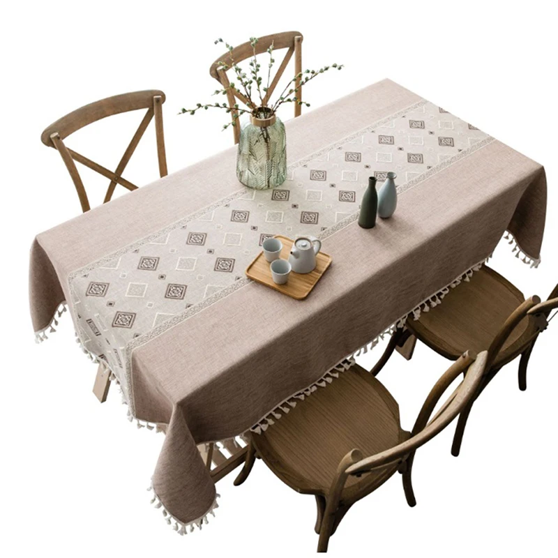 
Cheap Reusable Table Linen Cloth Cover Rectangle Polyester Cotton Linen Tablecloth for Walmart Wedding Kitchen 