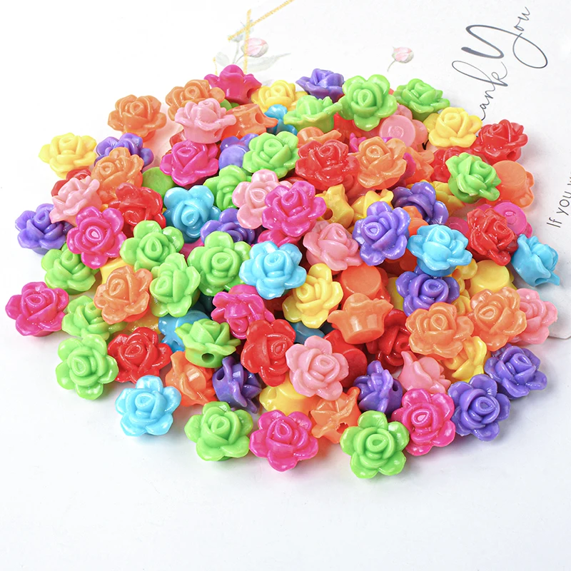 Wholesale 1300pcs Deep Color Loose Beads Rose Flower Acrylic Beads For Jewelry Making
