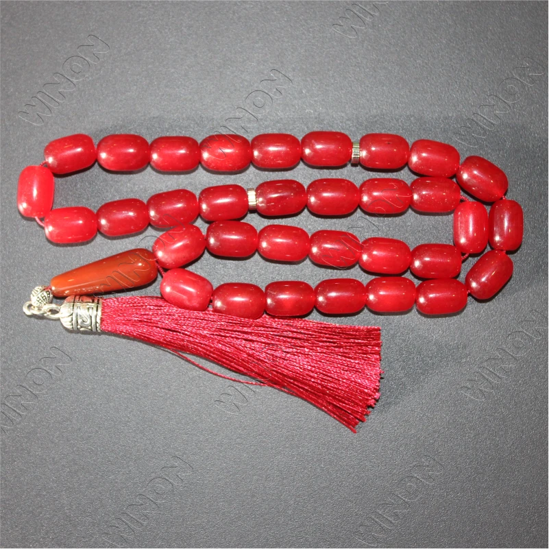 Исламские молитвенные бусины Tasbih натуральный камень 10*14 мм Misbaha четки Tasbeeh индивидуальный дизайн Ramadan Eid подарок