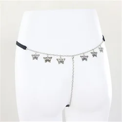 Creative Party Butterfly Pendant Thong Waist Chain Sexy Black Panties Charm Belly Body
