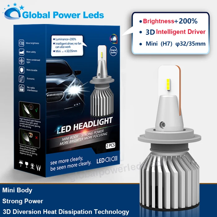Globalpower led C319 C6 11000 lumen H4 LED Headlight Bulbs H7 Car LED Headlight