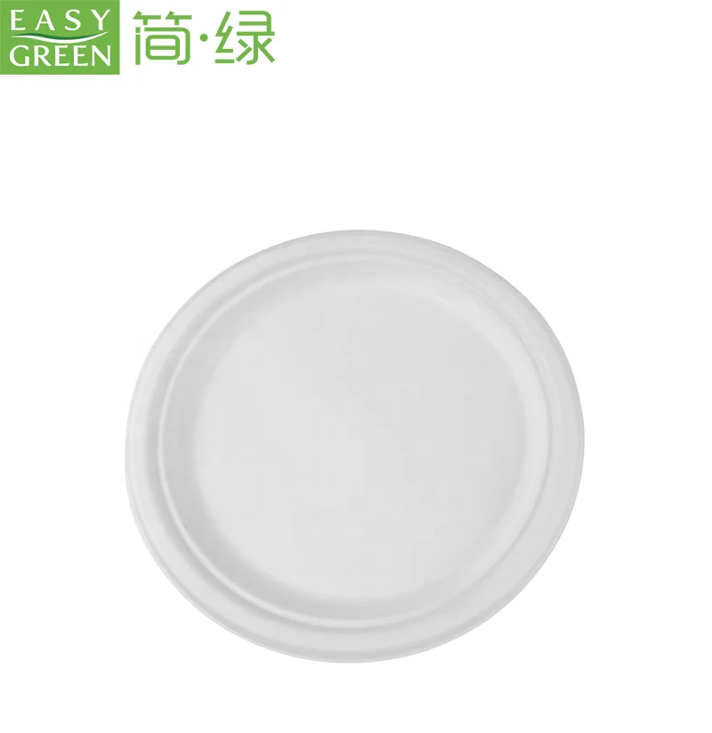 Easy Green eco friendly 9 inch Sugarcane Biodegradable Round plate bagasse tableware