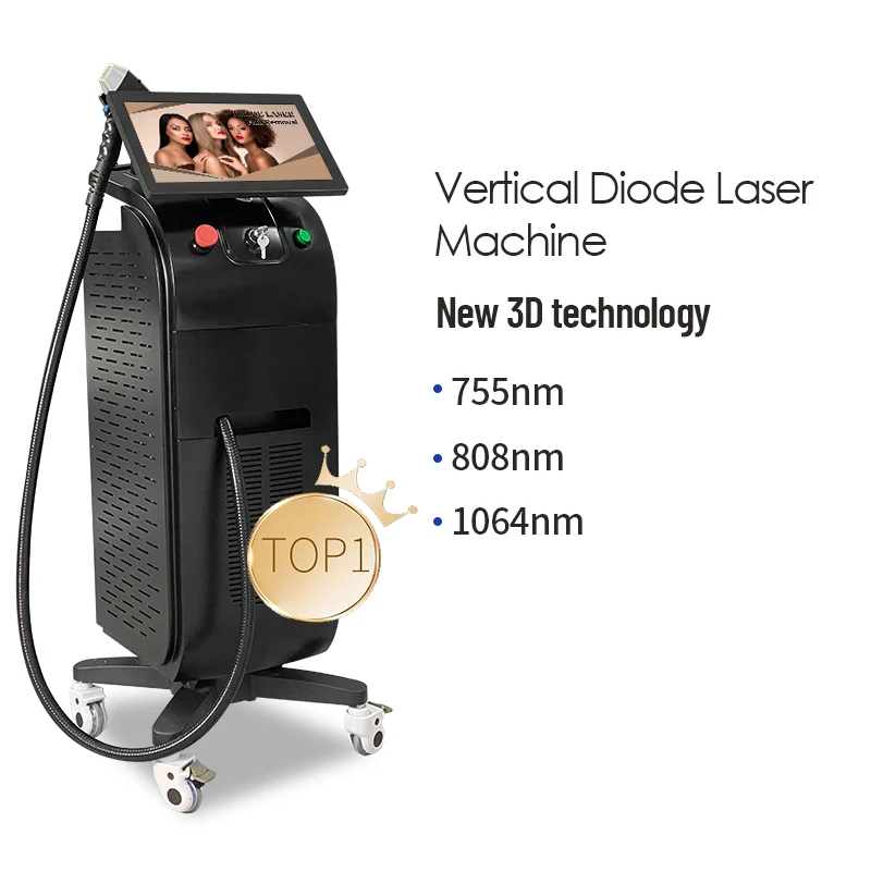 2023 New Product on Sale Diode Laser Hair Removal Machine Black Standing Stationary  New Technology Machinery