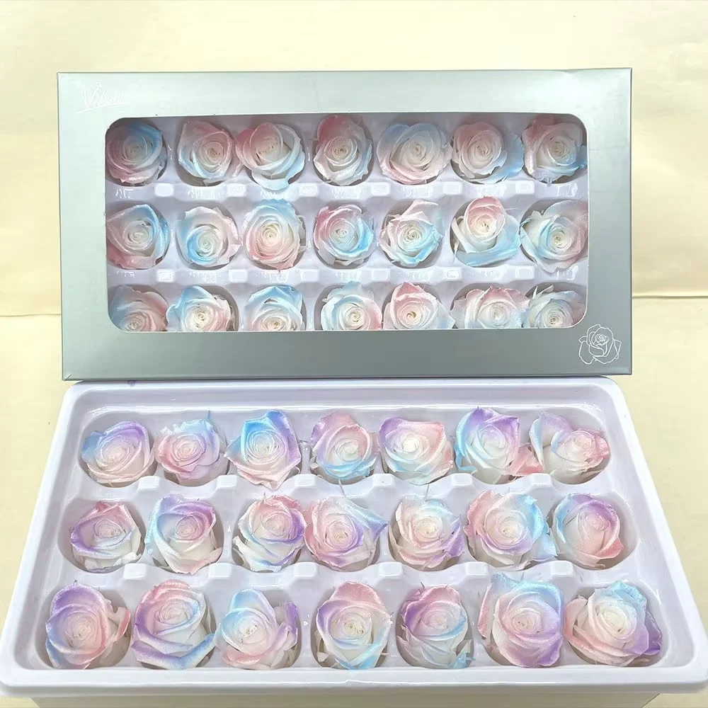 5-6cm L Wholesale High Quality Decorative Forever Eternal Everlasting Preserved Rose Flower Head Bud Box Roses 60+ Colors