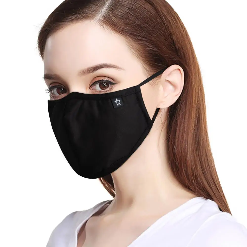 
Черный 5-слойный многоразовый защитный хлопковый экран для лица с заушными петлями 