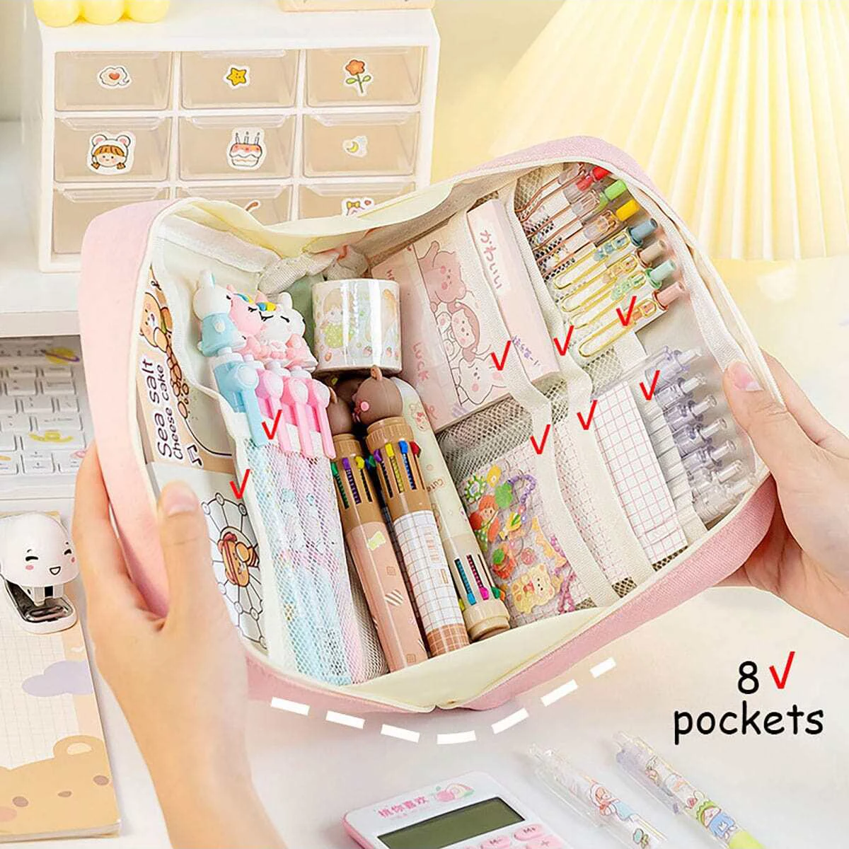 Canvas Large Capacity Pencil Case Storage Bag Appearance Multifunctional Stationery Organizer For Students