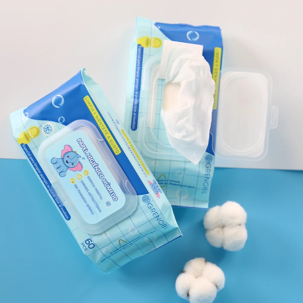 Wholesale 60-Piece 100% Biodegradable Disposable Eco-Friendly Wet Toilet Paper OEM ODM Biodegradable Toilets Tissues