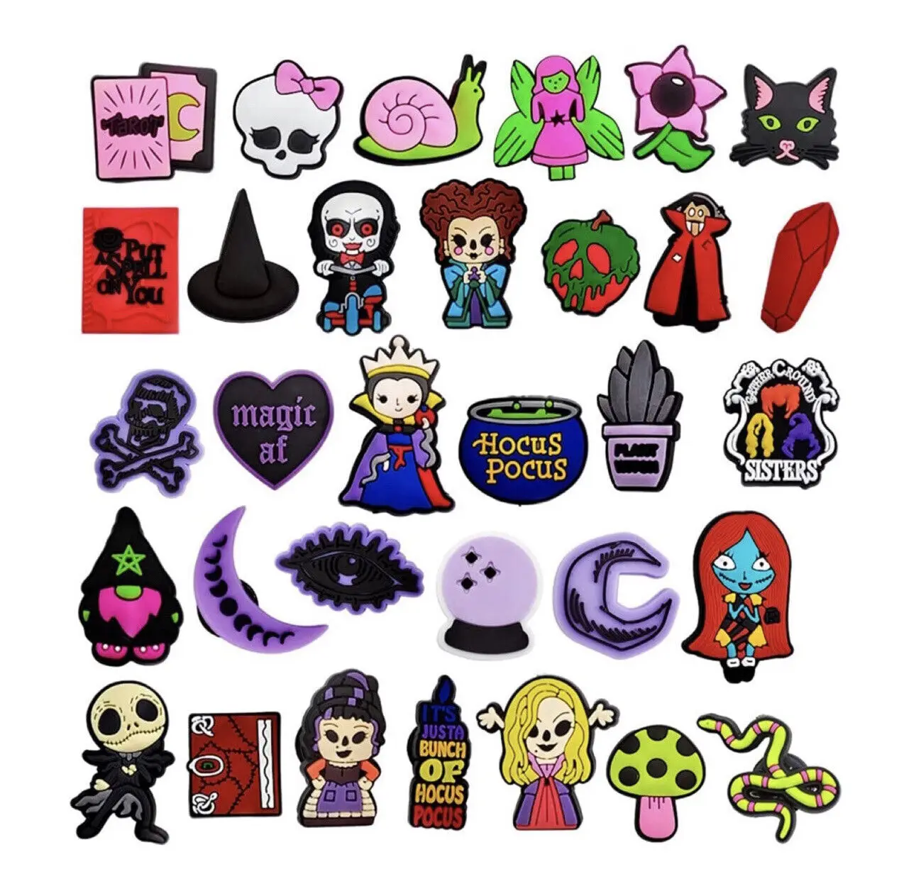 Hot Selling Witch Series Hocus-Pocus Shoe Charms Wholesale PVC Clog Accessory