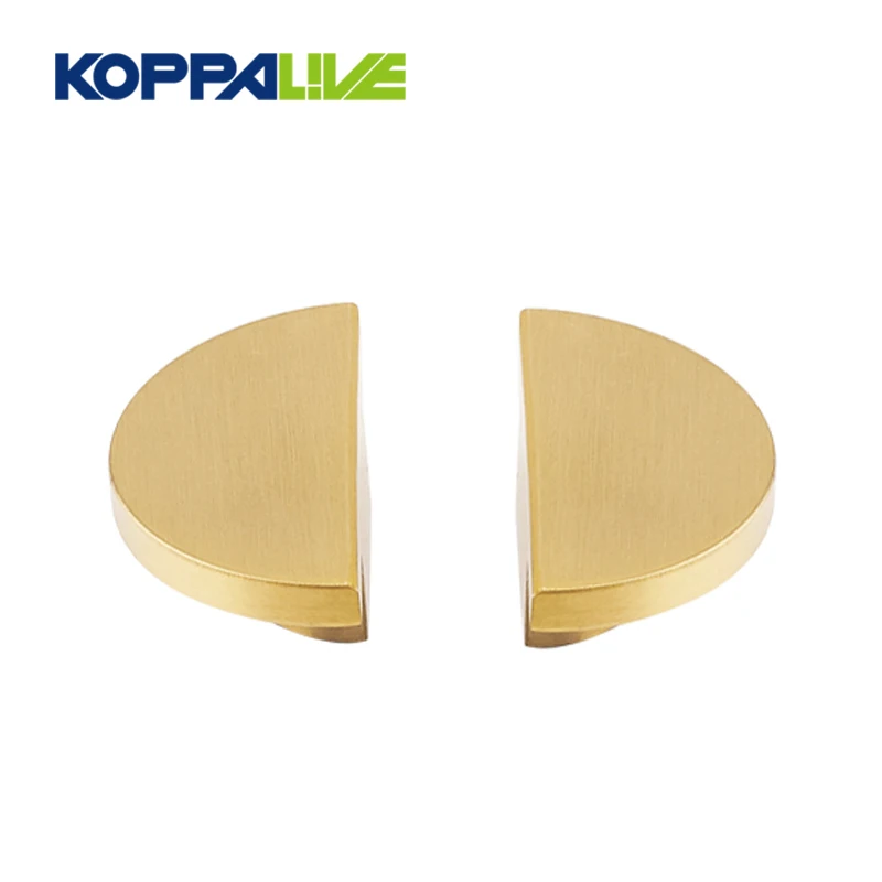 Koppalive Modern Mini Gold Satin Nickel Brass Dresser Drawer Pulls Handles Semicircle Half Moon Cabinet Knobs