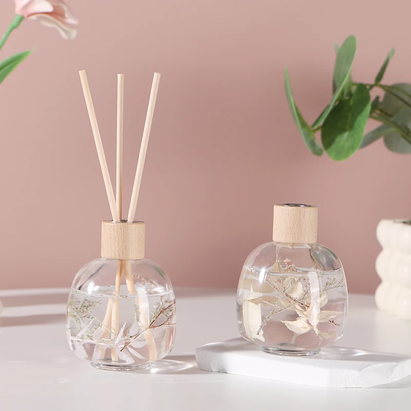Wholesale clear empty round Home Hotel Car Use 200ml aroma reed glass diffuser bottle