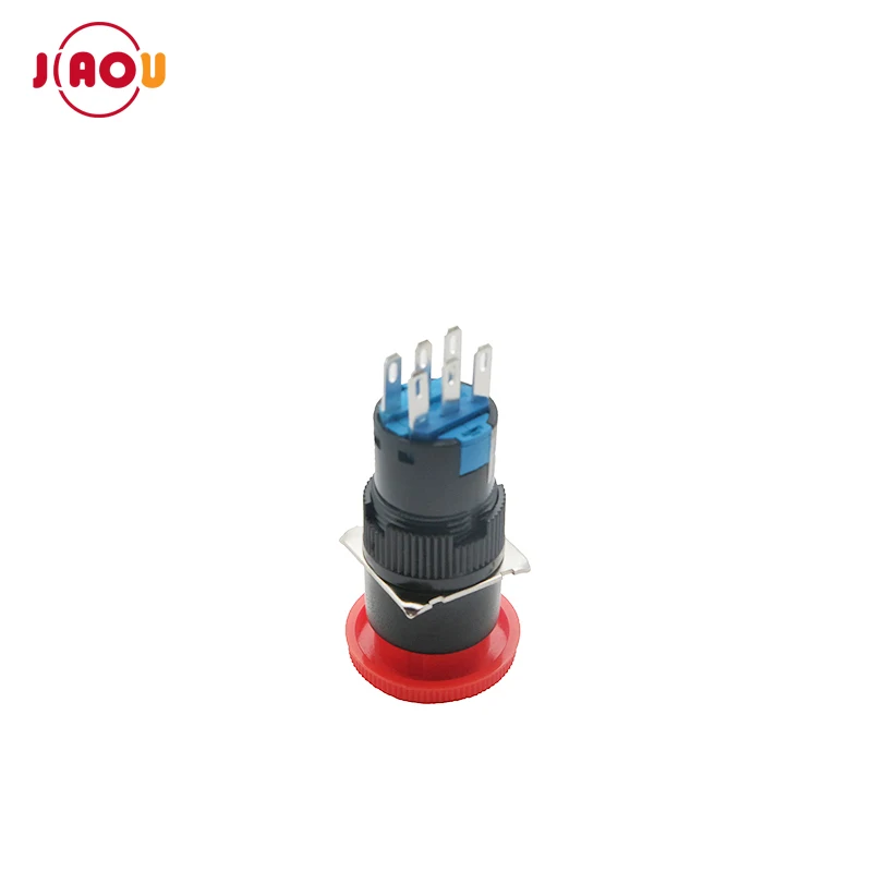 JIAOU YUEQING 16mm emergency stop 6 pin push button switch