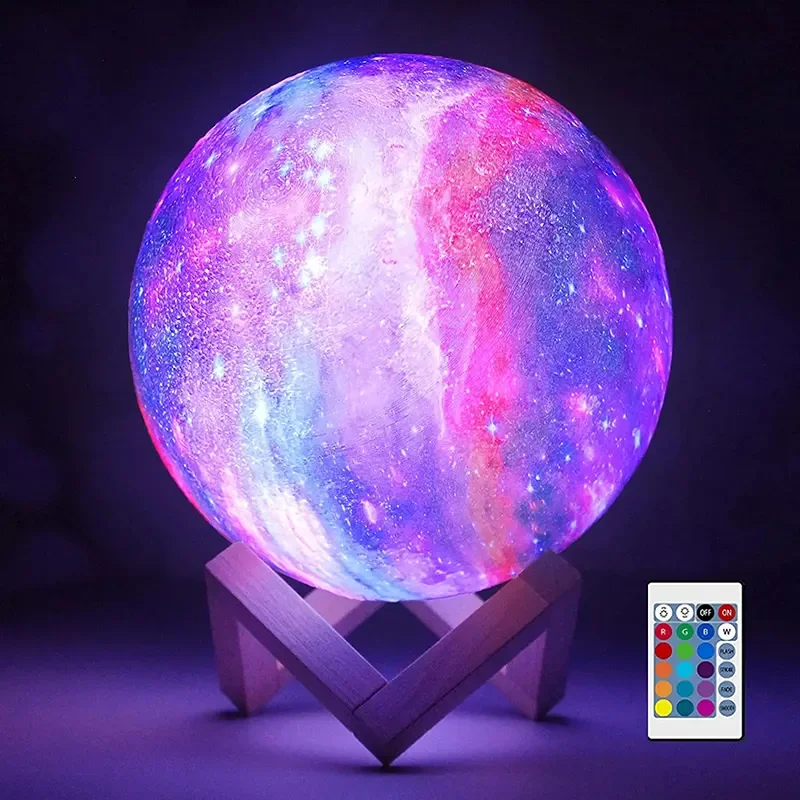 BRIGHTWORLD Moon Lamp 5.9 inch 16 Colors LED 3D Moon Light Remote & Touch Control Lava Lamp