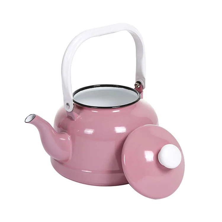 Manufacturers direct sale cast iron kettle bell shaped solid color enamel kettle with handle