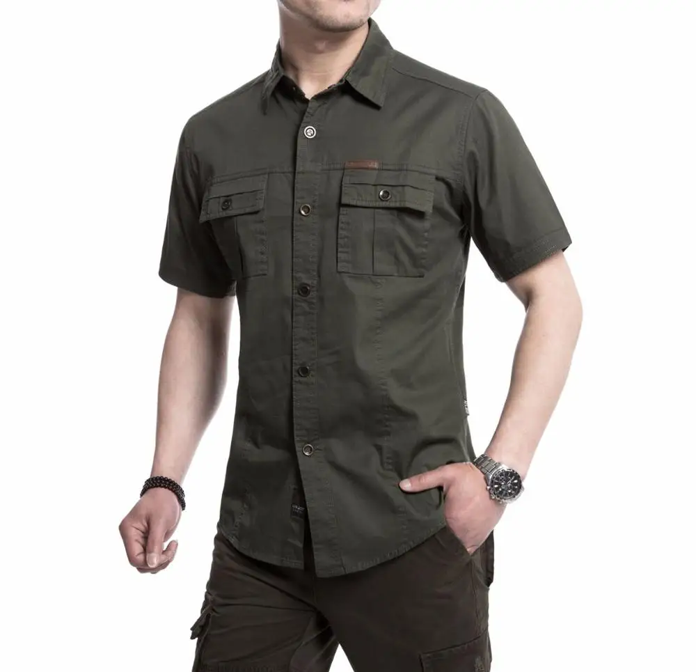 Full cotton cargo shirts for men cowboy short sleeve shirt oversized shirts men