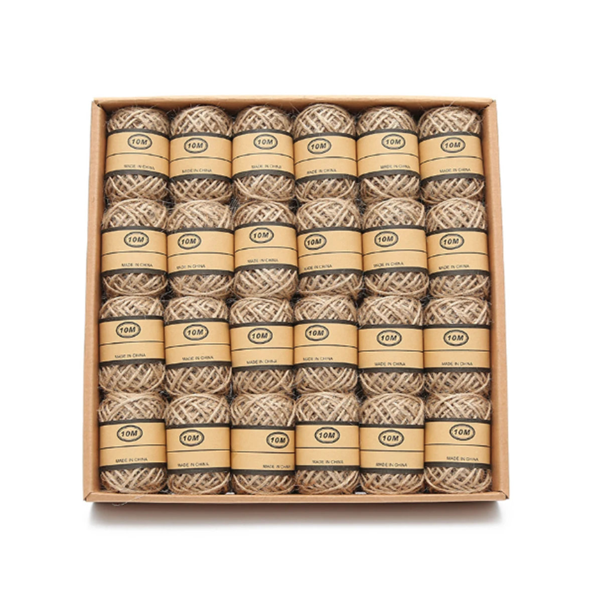 Charmkey packaging jute rope 24 pcs 10 meters natural color 100% hemp yarn for knitting DIY craft free sample customize set
