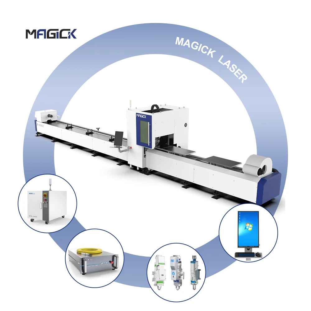 1500w tube fiber laser cutting machine laser pipe cutting machine with auto loader