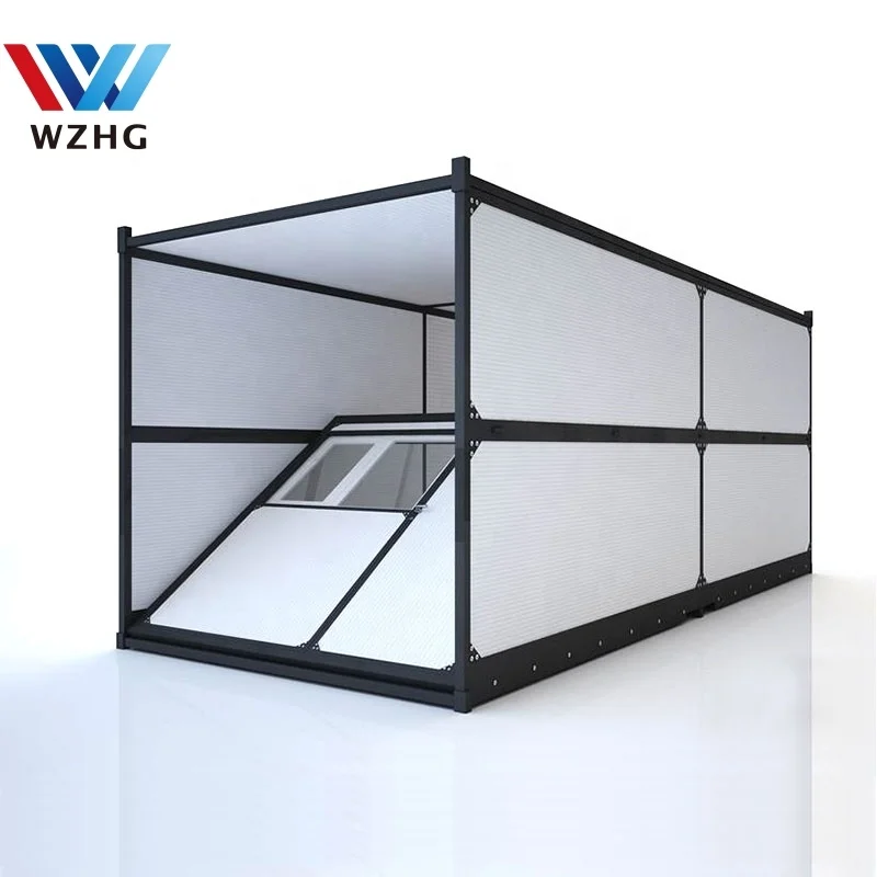 Prefabricated container collapsible folding houses come with septic hook up insulation heating electric ships from wzh