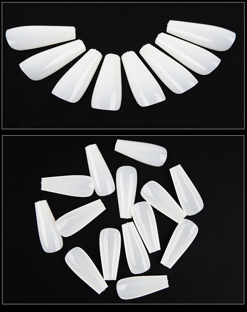 New Idea Acrylic Private Label False Artificial Half Cover Salon French Clear Coffin Nail Tips