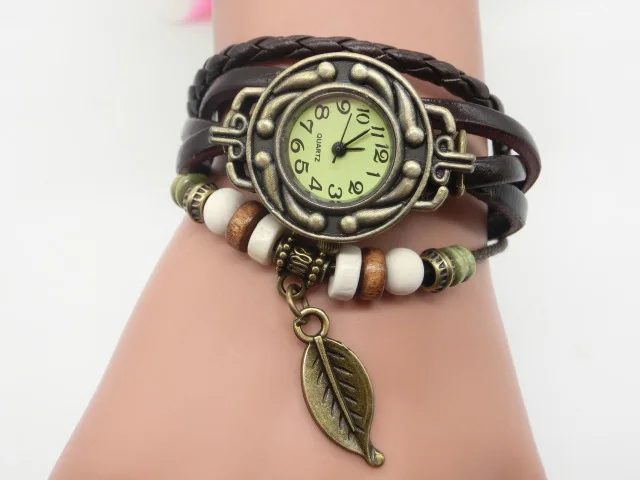 Fashion bracelet watch female students children leaf pendant quartz watch manufacturer wholesale restoring ancient ways