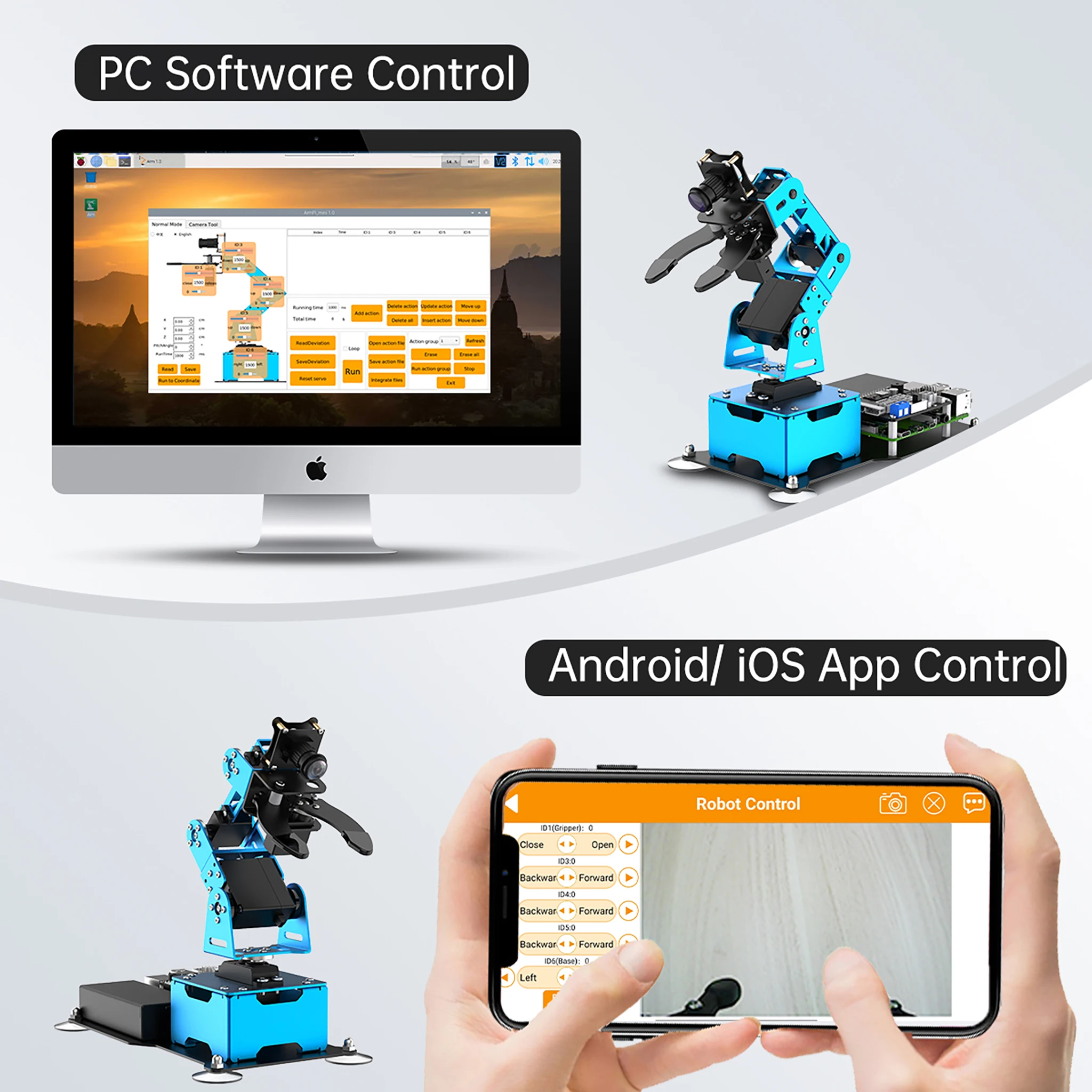 Hiwonder ArmPi mini 4DOF Vision роботизированная рука с питанием от Raspberry Pi поддержка питона отслеживание цели OpenCV для начинающих