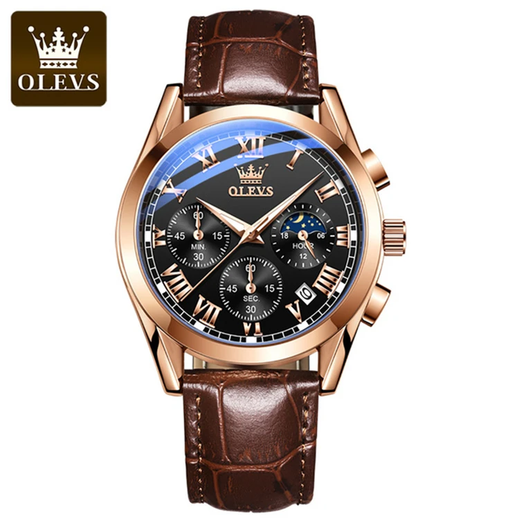 OLEVS watch 2871 Fashion Business Waterproof Quartz Top Brand Luxury Leather Strap Sport Clock Male wrist