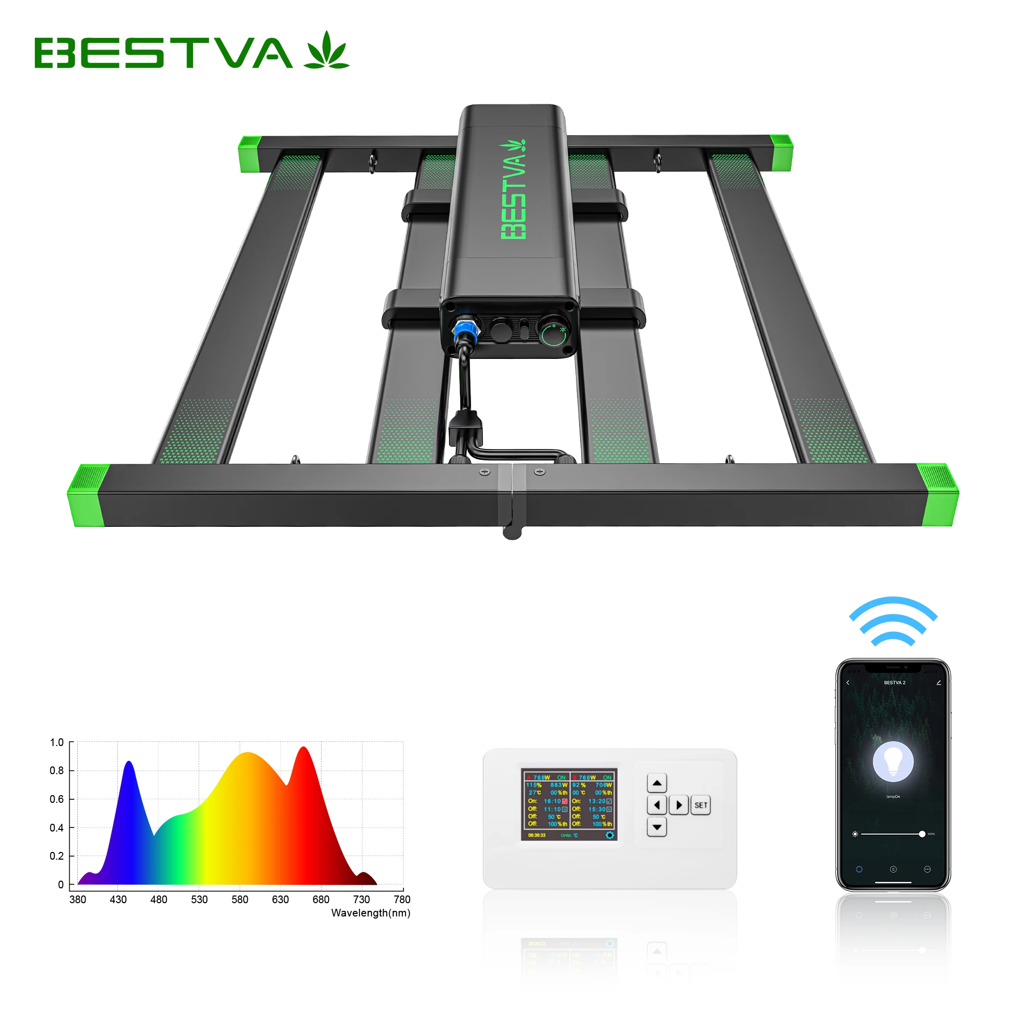 BESTVA Pro Horticulture Greenhouse Hydroponic grow tent 200W LM301B full spectrum folding led grow light bar