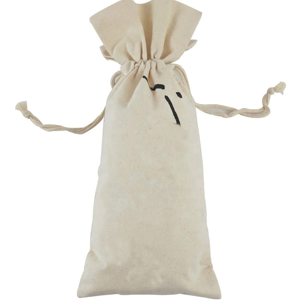 China Bags Factory Directly Custom Printed Cotton Calico Canvas Muslin Drawstring Bags