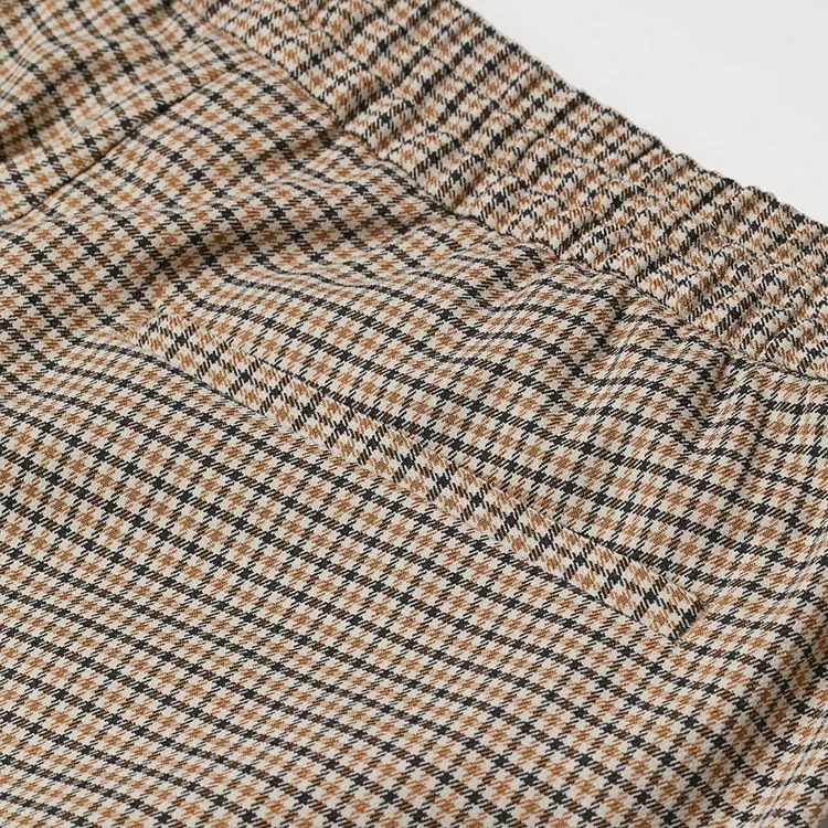 Latest Style Outwear Cotton Elastic Waist Fashionable Plaid Pants Classic Men Daily Life Tight Bottom Trousers With Drawstring